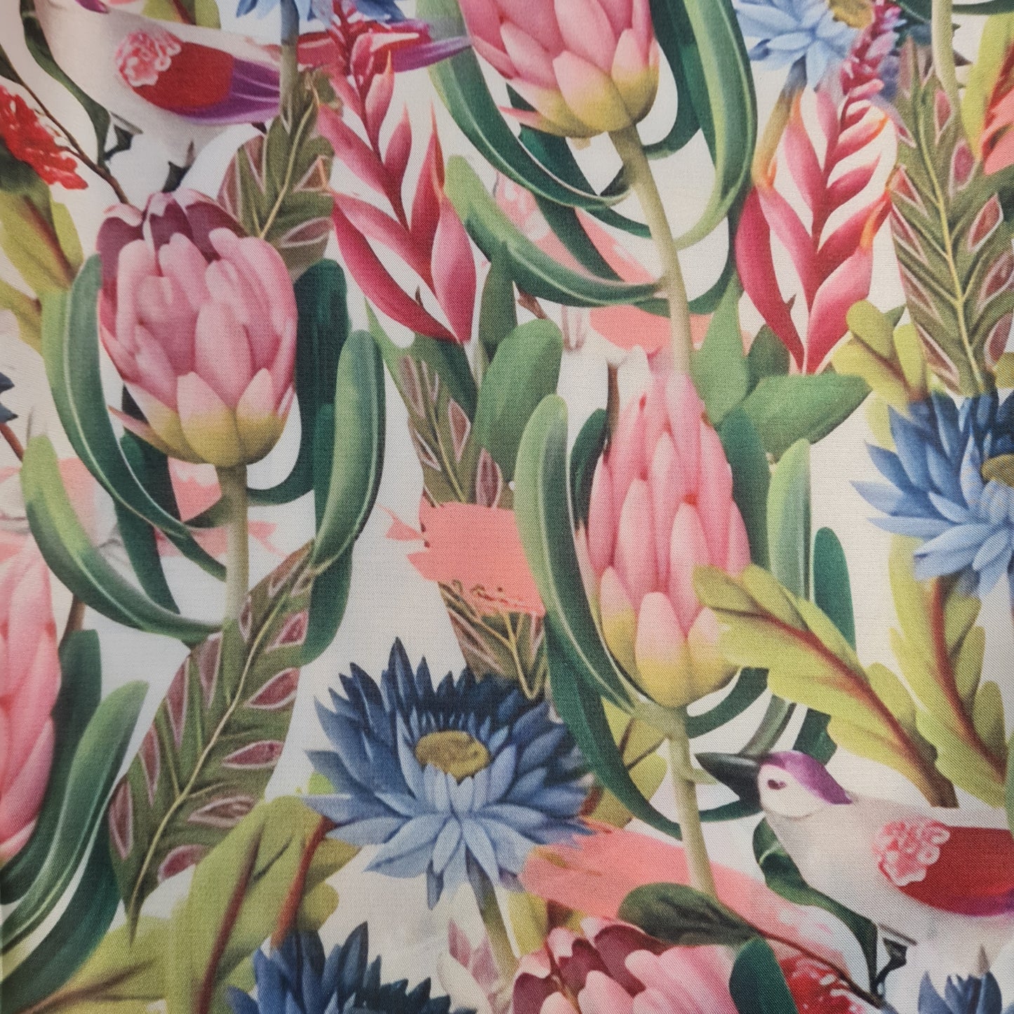 Exclusive Satin Georgette White Multicolor Floral Print Fabric