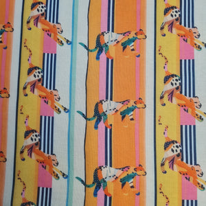 Exclusive Orange Tropical Stripe Print Cambric Cotton Fabric
