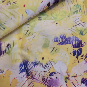Exclusive Satin Georgette Lime Green Multicolor Print Fabric