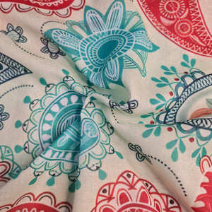 Exclusive Cambric Cotton Light GreenFloral Tropical Print Fabric