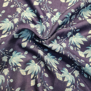 Exclusive Cambric Cotton Dark Blue Floral Print FabricExclusive Dark Blue Floral Print Satin Georgette Fabric