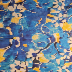 Exclusive Satin Georgette Blue Abstract Print Fabric