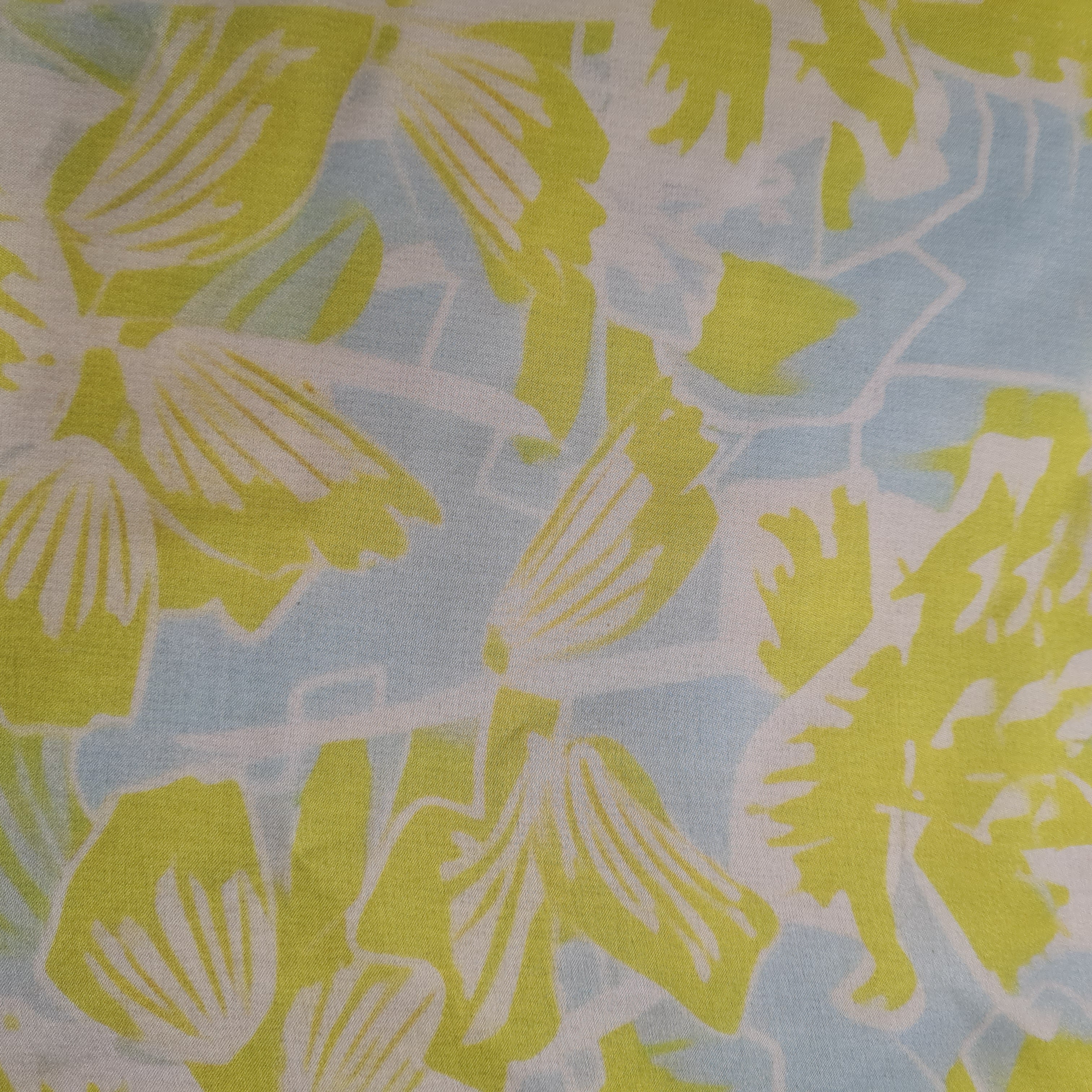 Exclusive Satin Georgette Lime Green Floral Print Fabric