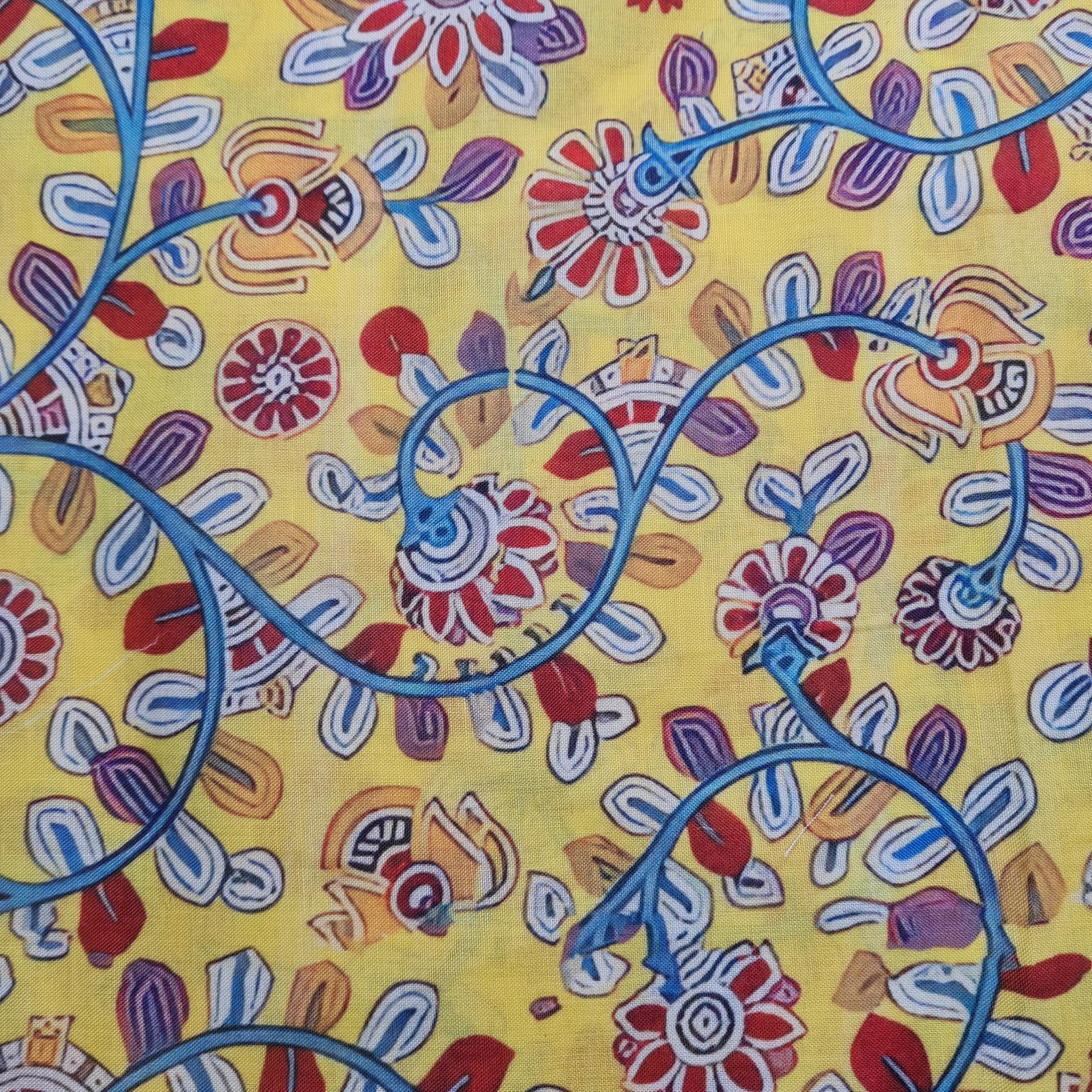 Exclusive Light Yellow Floral Print Cambric Cotton Fabric