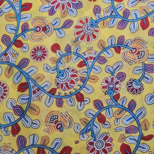 Exclusive Light Yellow Floral Print Cambric Cotton Fabric