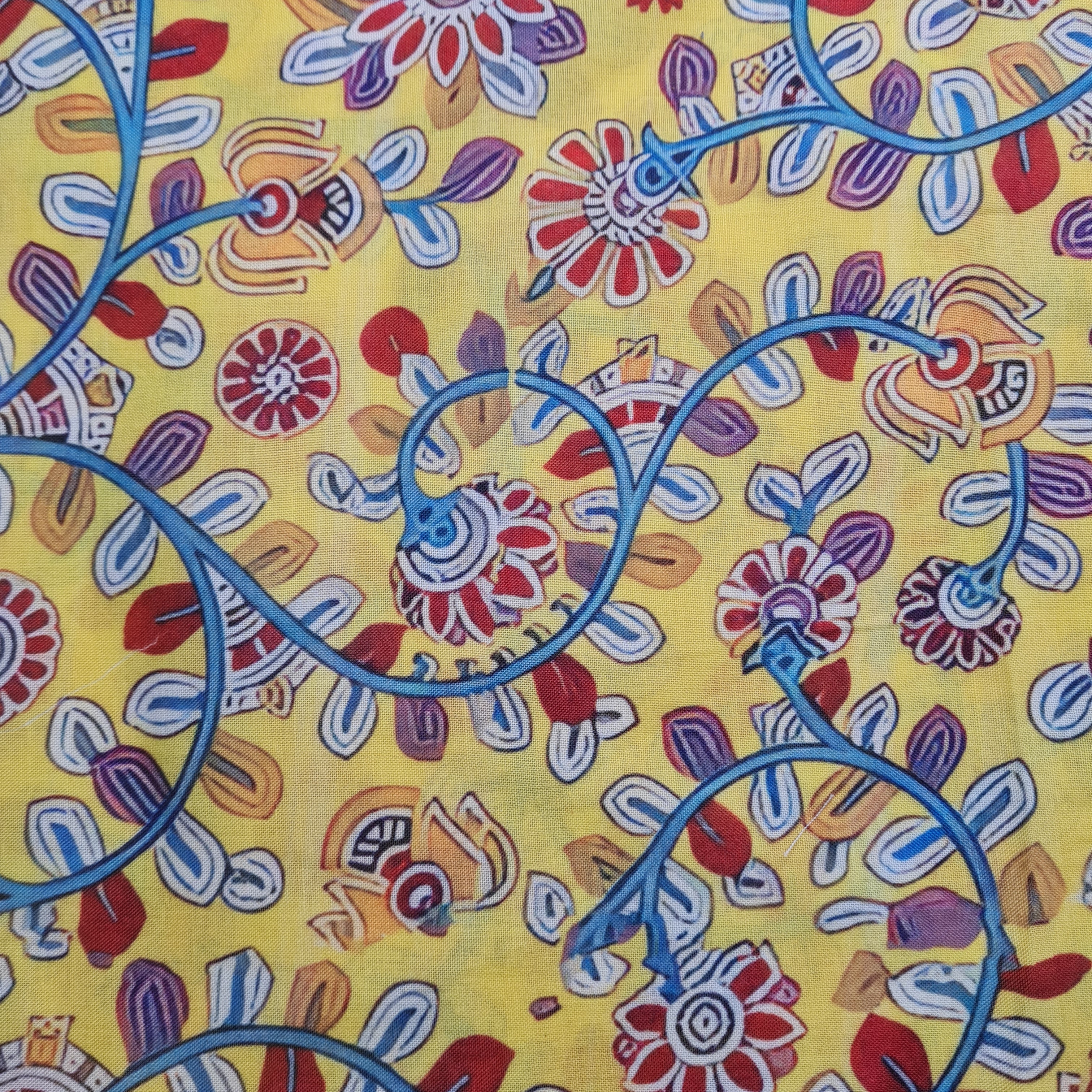 Exclusive Light Yellow Floral Print Cambric Cotton Fabric