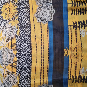 Exclusive Satin Georgette Yellow Black Sequins Floral Print Fabric