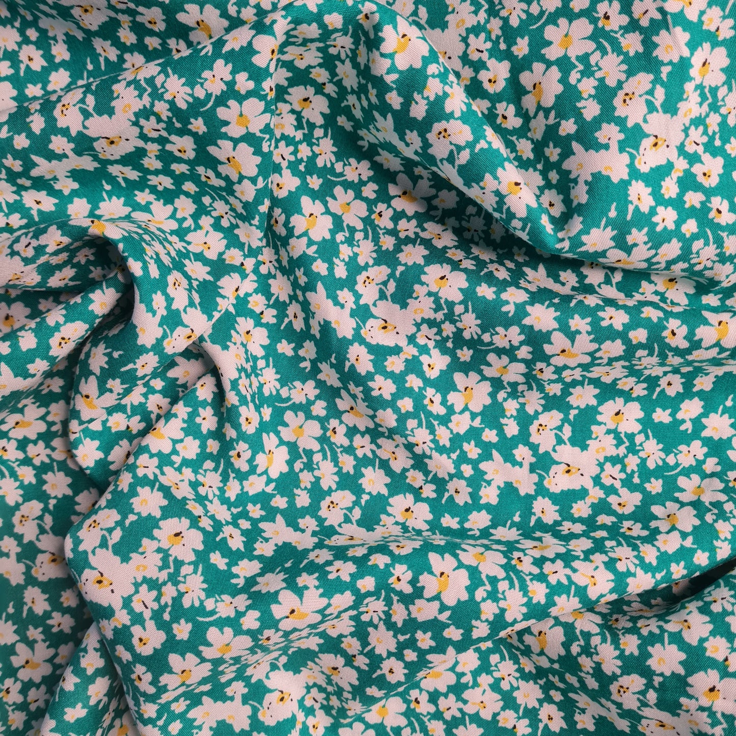 Exclusive Green Base With Floral Print Rayon Fabric