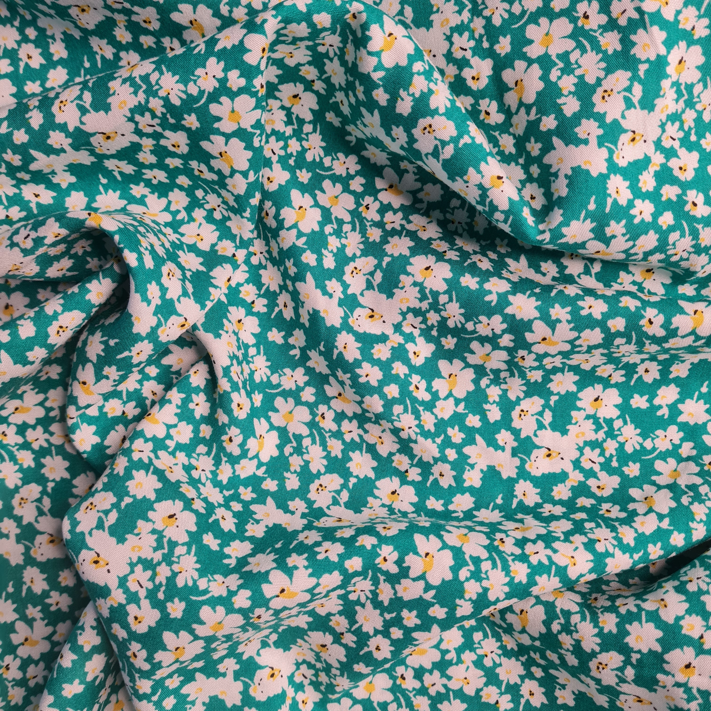 Exclusive Green Base With Floral Print Rayon Fabric