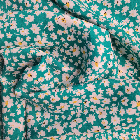 Exclusive Green Base With Floral Print Rayon Fabric