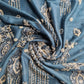 Premium Net Teal Blue Traditional CutDana Thread Embroidery Fabric