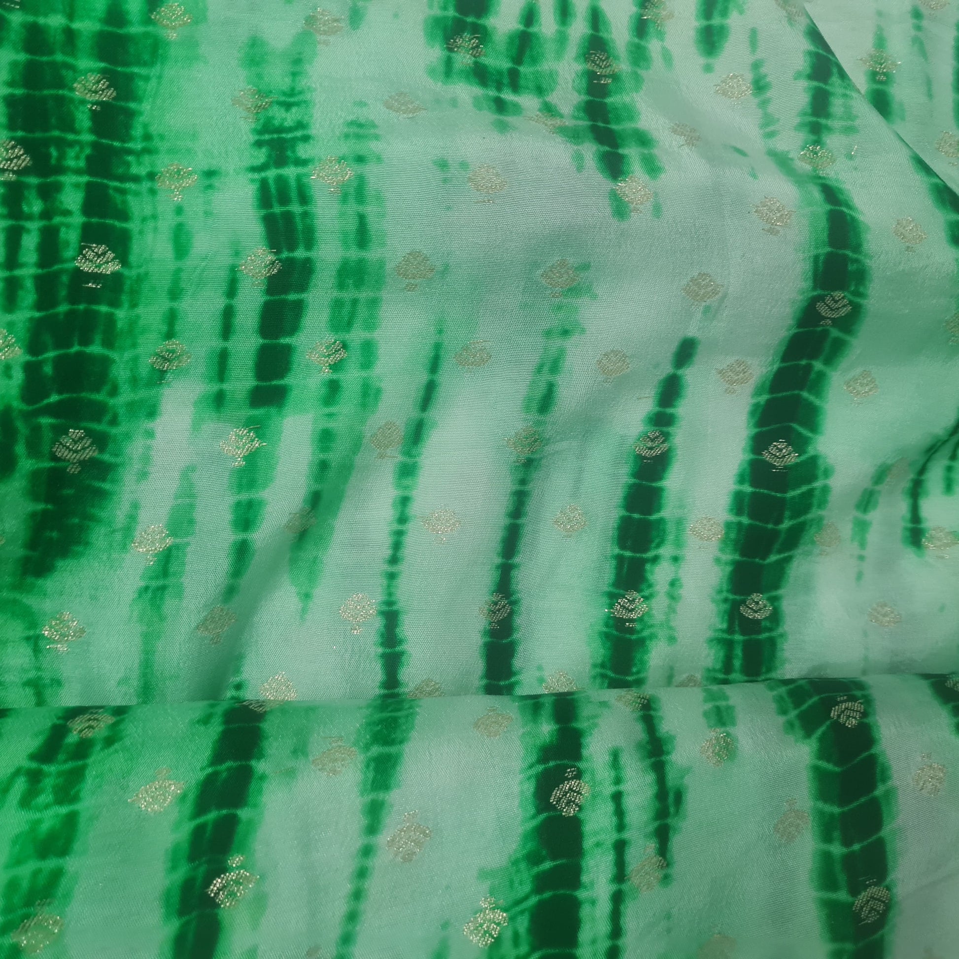Green Shibhori Print Russian Jacquard Fabric
