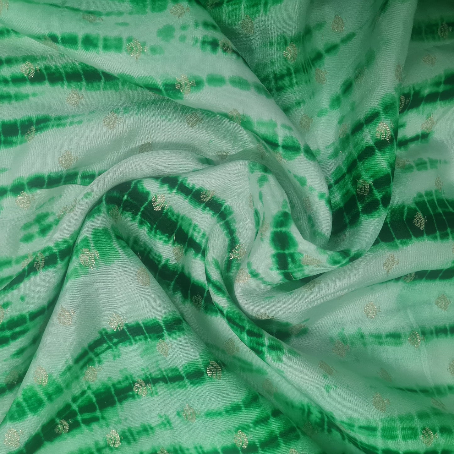 Green Shibhori Print Russian Jacquard Fabric