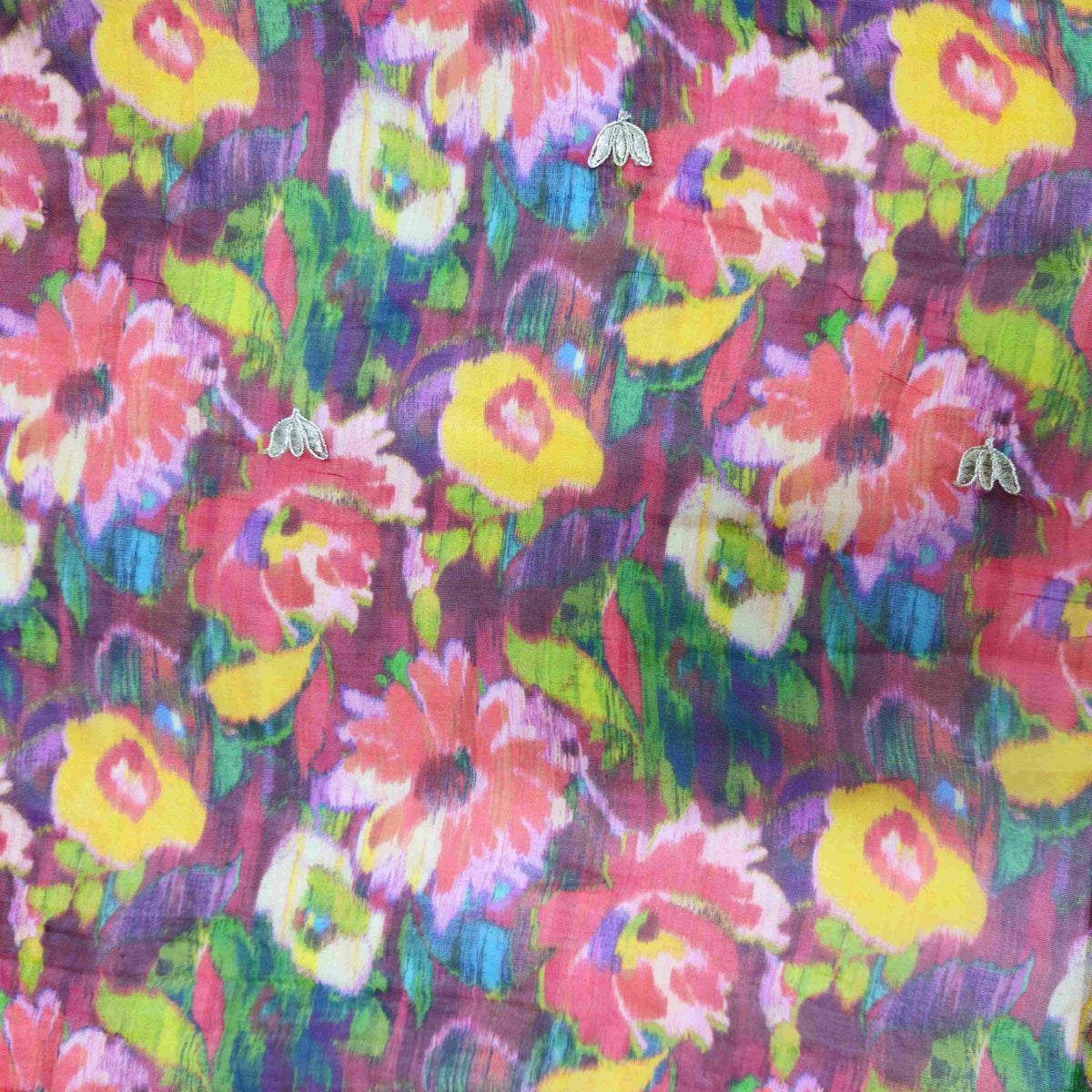 Maroon Floral Embroidery Tissue Fabric GT-20866 – image 2 of 3