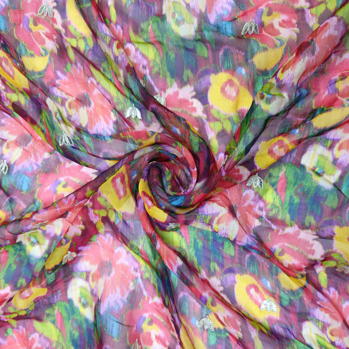 Maroon Floral Embroidery Tissue Fabric GT-20866 – image 3 of 3