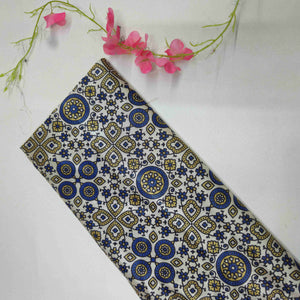 Cream Ajrakh Print Mashru Silk Fabric EEG-28366