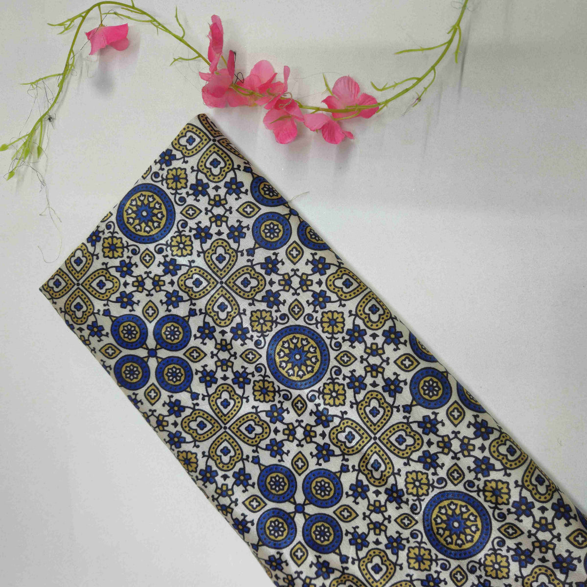 Cream Ajrakh Print Mashru Silk Fabric EEG-28366