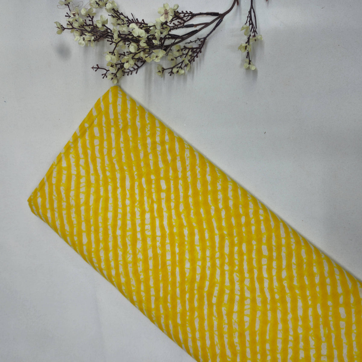 Yellow Lehriya Print Cotton Fabric TU-4178