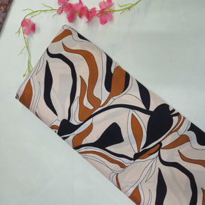 Cream & Multicolor Abstract Print Crepe Fabric TU-14034
