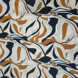 Cream & Multicolor Abstract Print Crepe Fabric TU-14034 – image 2 of 3