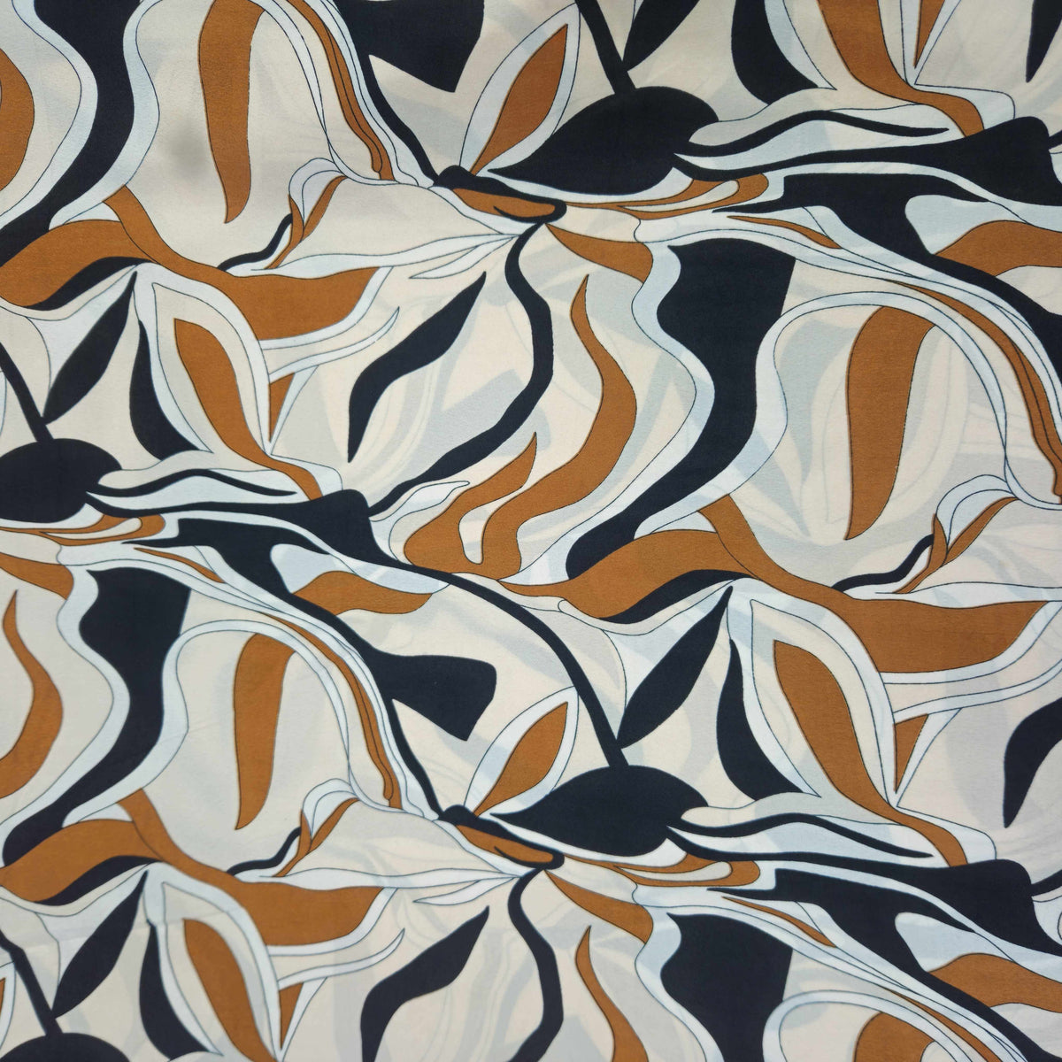 Cream & Multicolor Abstract Print Crepe Fabric TU-14034 – image 2 of 3