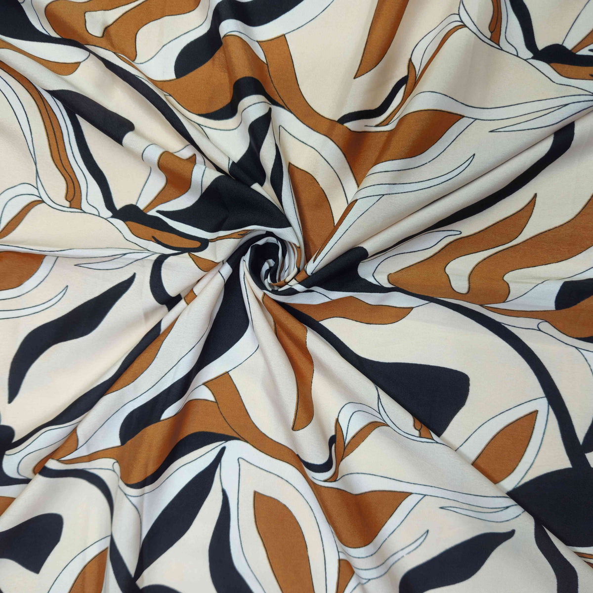 Cream & Multicolor Abstract Print Crepe Fabric TU-14034 – image 3 of 3