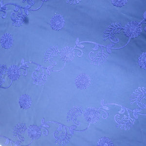 Blue Floral Thread Embroidery Georgette Fabric TU-14115 – image 2 of 3