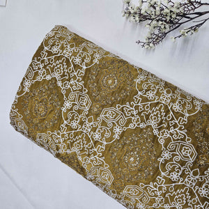 Olive Green Geometrical Sequins Embroidery Dyeable Tissue SF-16253
