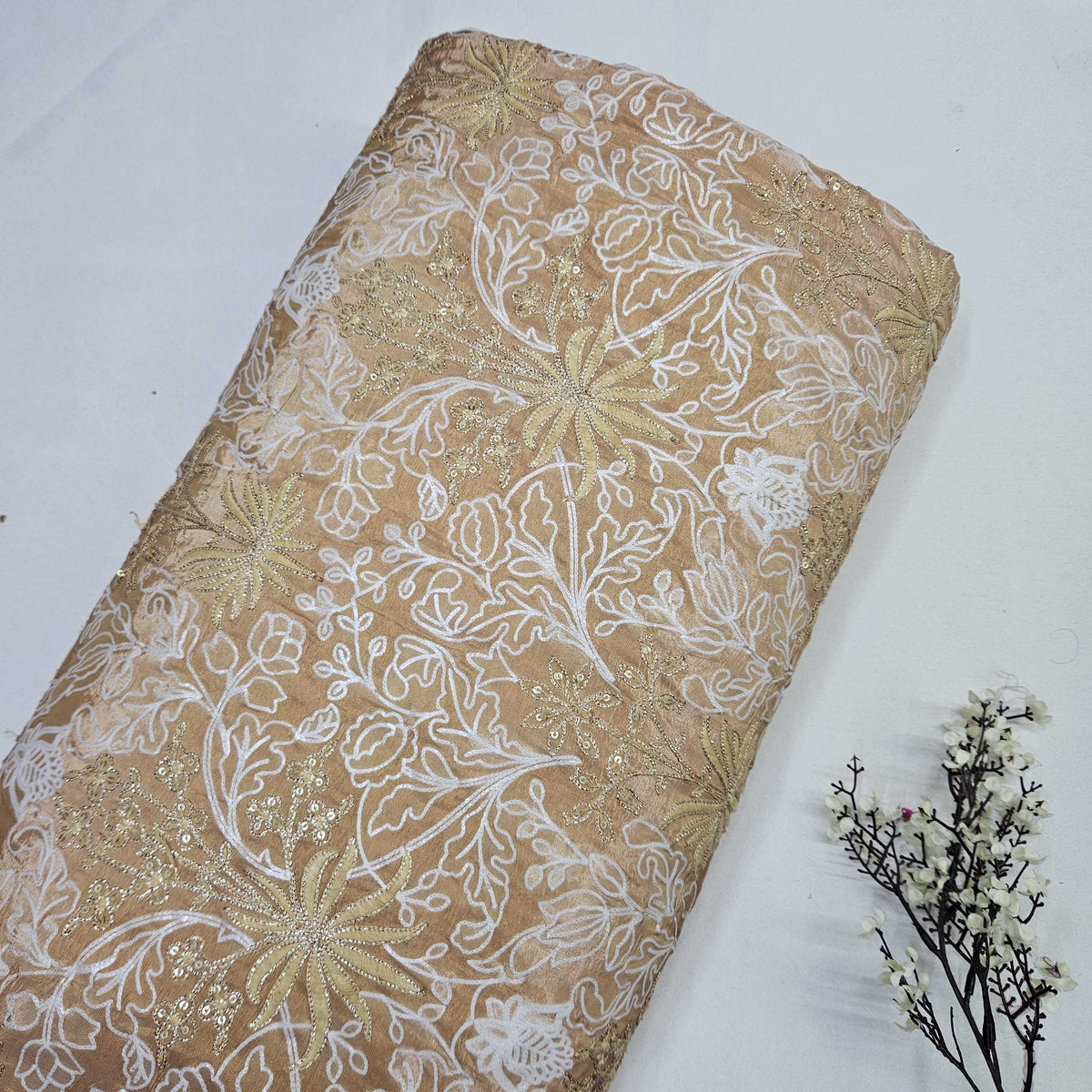 Orange Flower Sequins Dyeable Tissue SF-16260