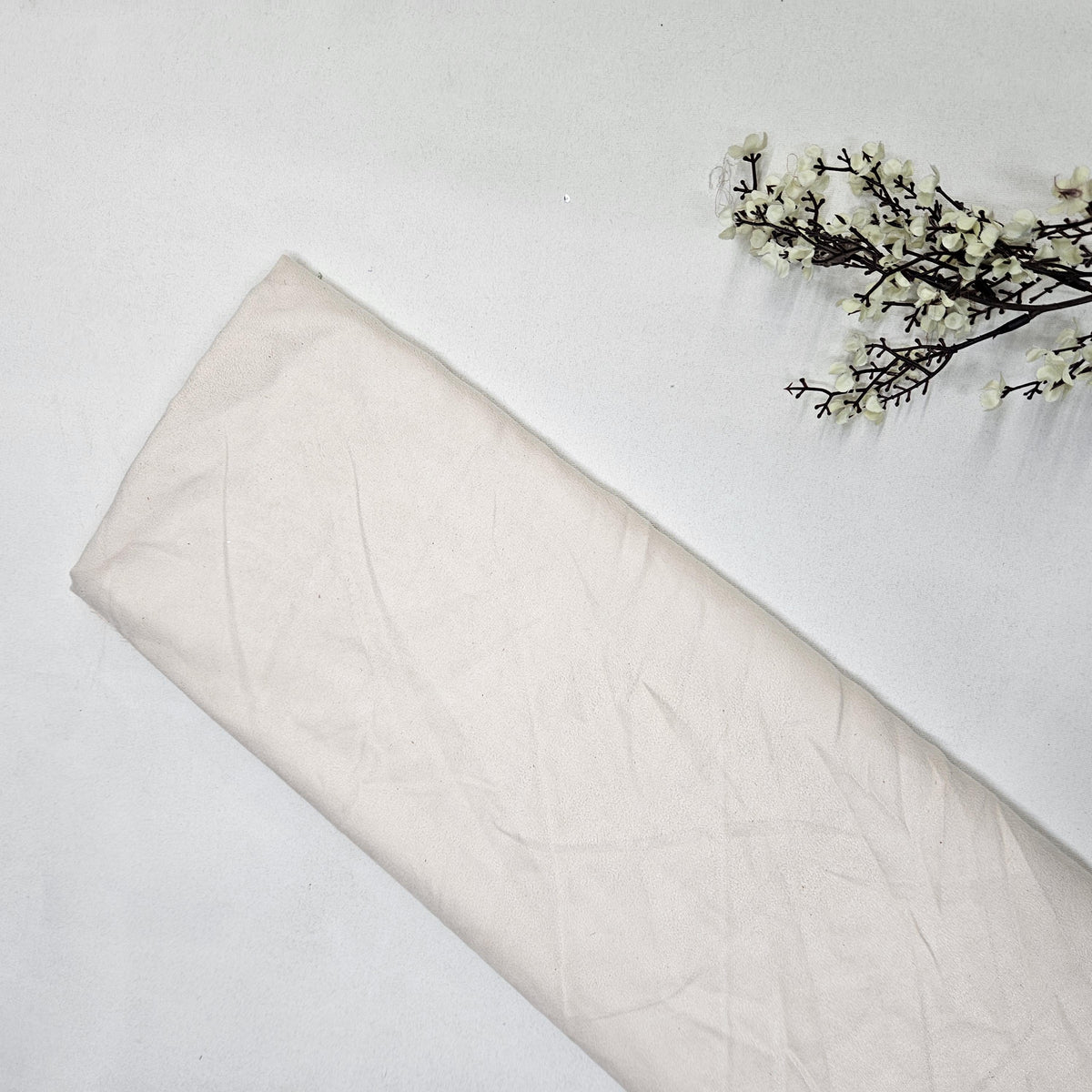 Cream Solid Suede Fabric TU-5209