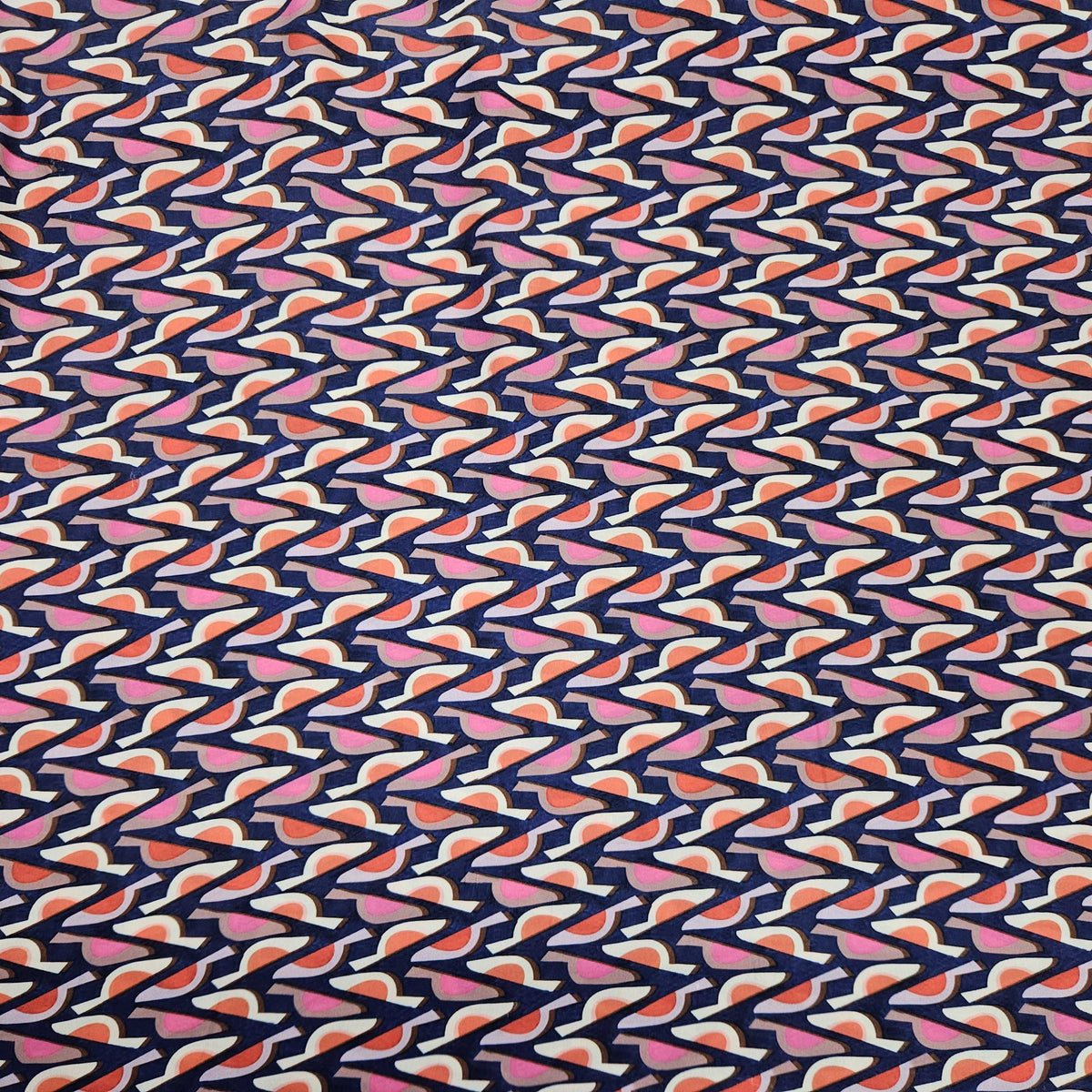 Blue & Red Ikat Print French Crepe VC-13580 – image 2 of 3