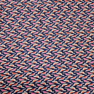 Blue & Red Ikat Print French Crepe VC-13580 – image 2 of 3