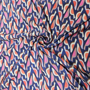 Blue & Red Ikat Print French Crepe VC-13580 – image 3 of 3
