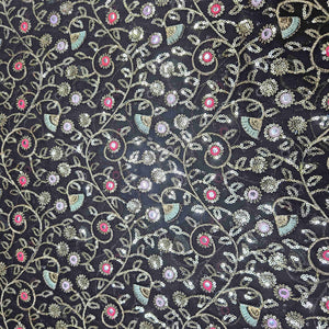 Black Embroidery Sequins Georgette TU-6199 – image 2 of 3