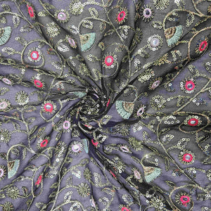 Black Embroidery Sequins Georgette TU-6199 – image 3 of 3