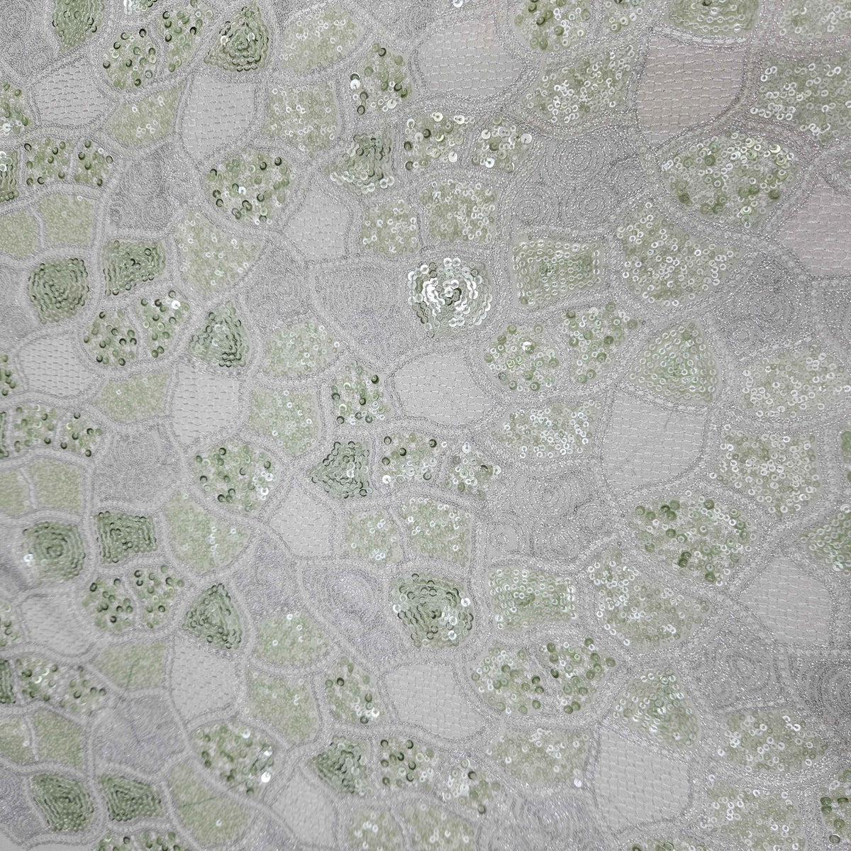 White & Green Traditional Sequins Thread Embroidery Georgette KF-9093 – image 2 of 3