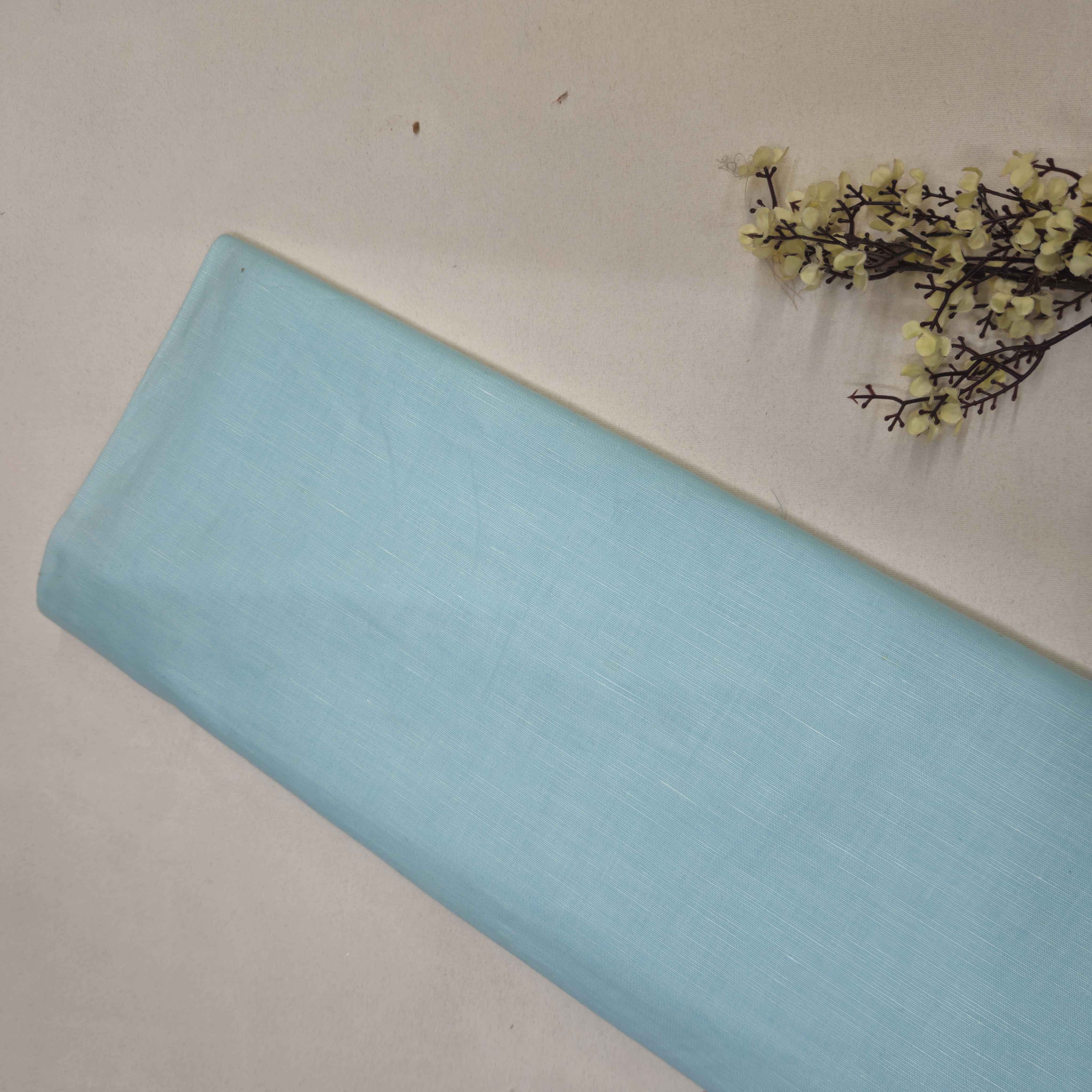 Aqua Blue Solid Cotton Linen MKT-12213