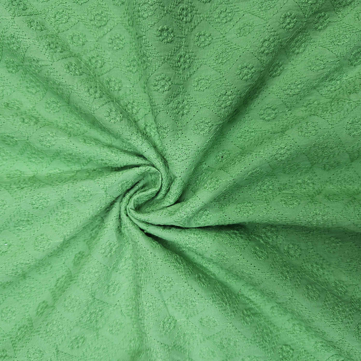 Green Floral Embroidery Cotton Schiffli SKE-11915 – image 3 of 3