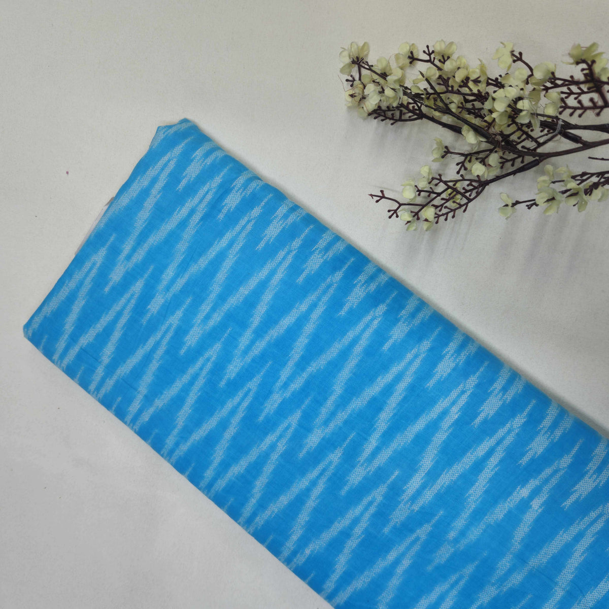 Sky Blue & White Ikat Print Cotton GT-8918