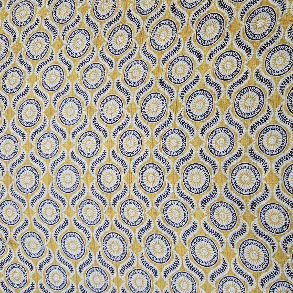 Mustard Yellow Ajrakh Border Print Muslin SSF-16155 – image 2 of 3