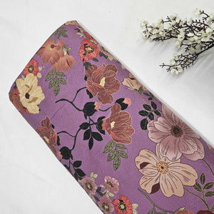 Lavender Floral Print Pashmina Fabric RT-20996