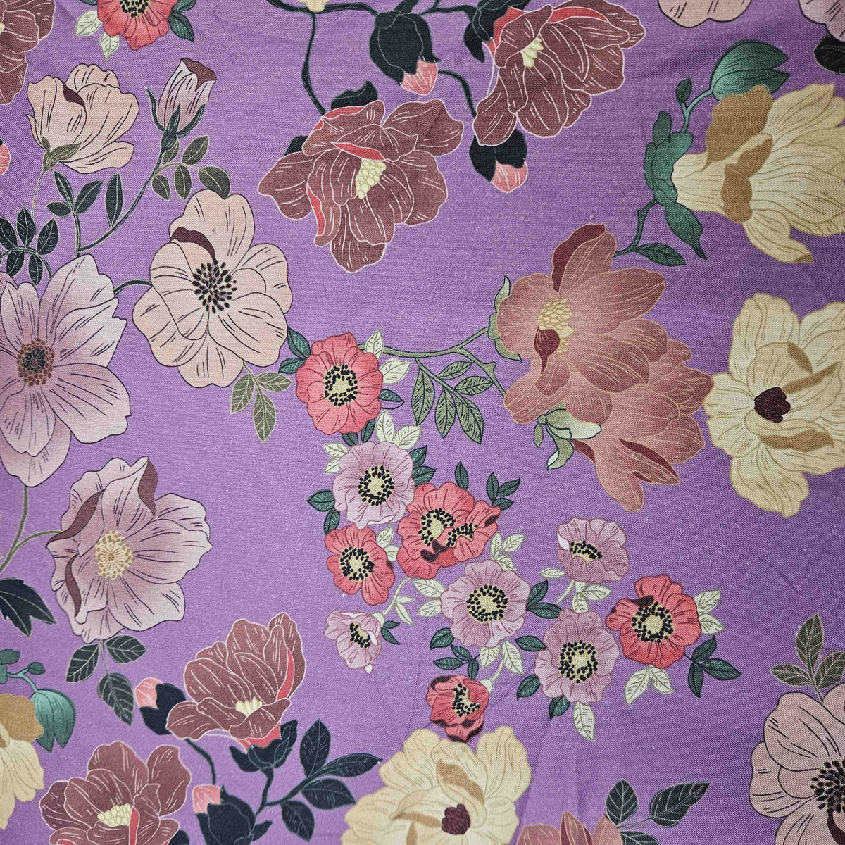 Lavender Floral Print Pashmina Fabric RT-20996 – image 2 of 3