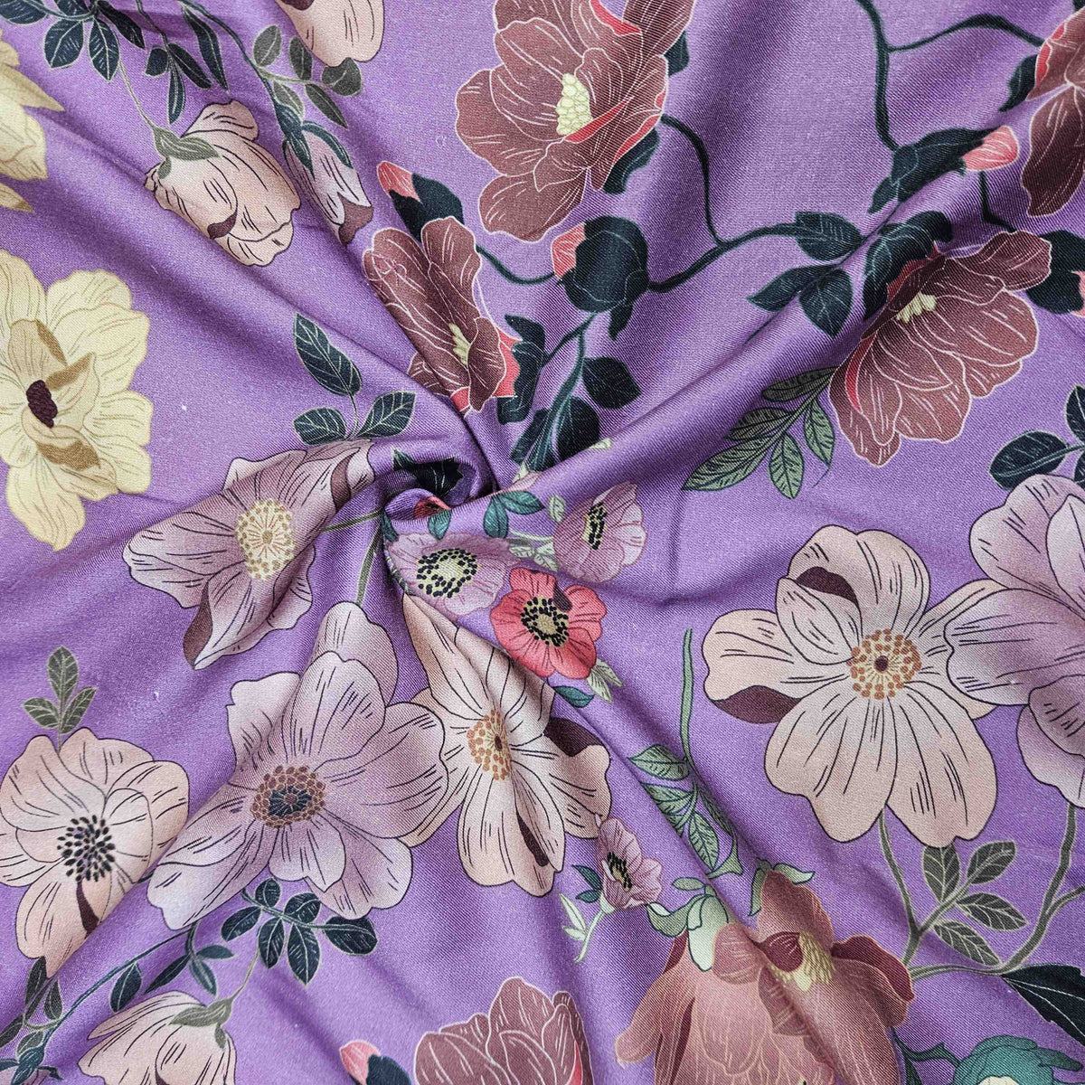 Lavender Floral Print Pashmina Fabric RT-20996 – image 3 of 3