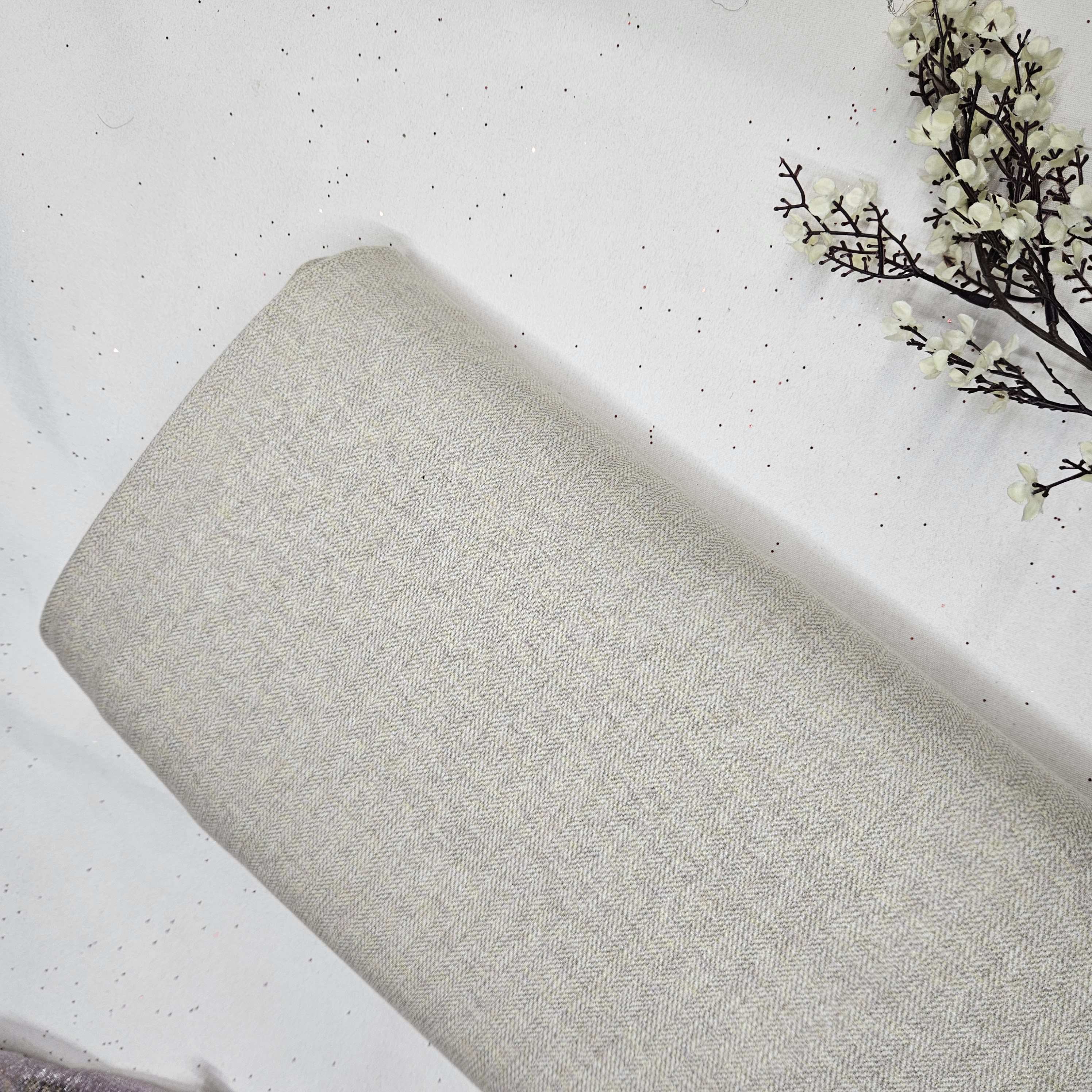 Cream With Multicolor Stripe Print Suiting Fabric Woollen Suiting Fabric
