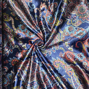 Navy Blue Floral Print Brasso Velvet Fabric TU-6214 – image 3 of 3