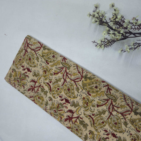 Beige & Blue Bagru Print Cotton Fabric SCF-24192