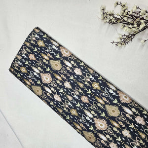 Black Handblock Print Modal Satin VC-16457