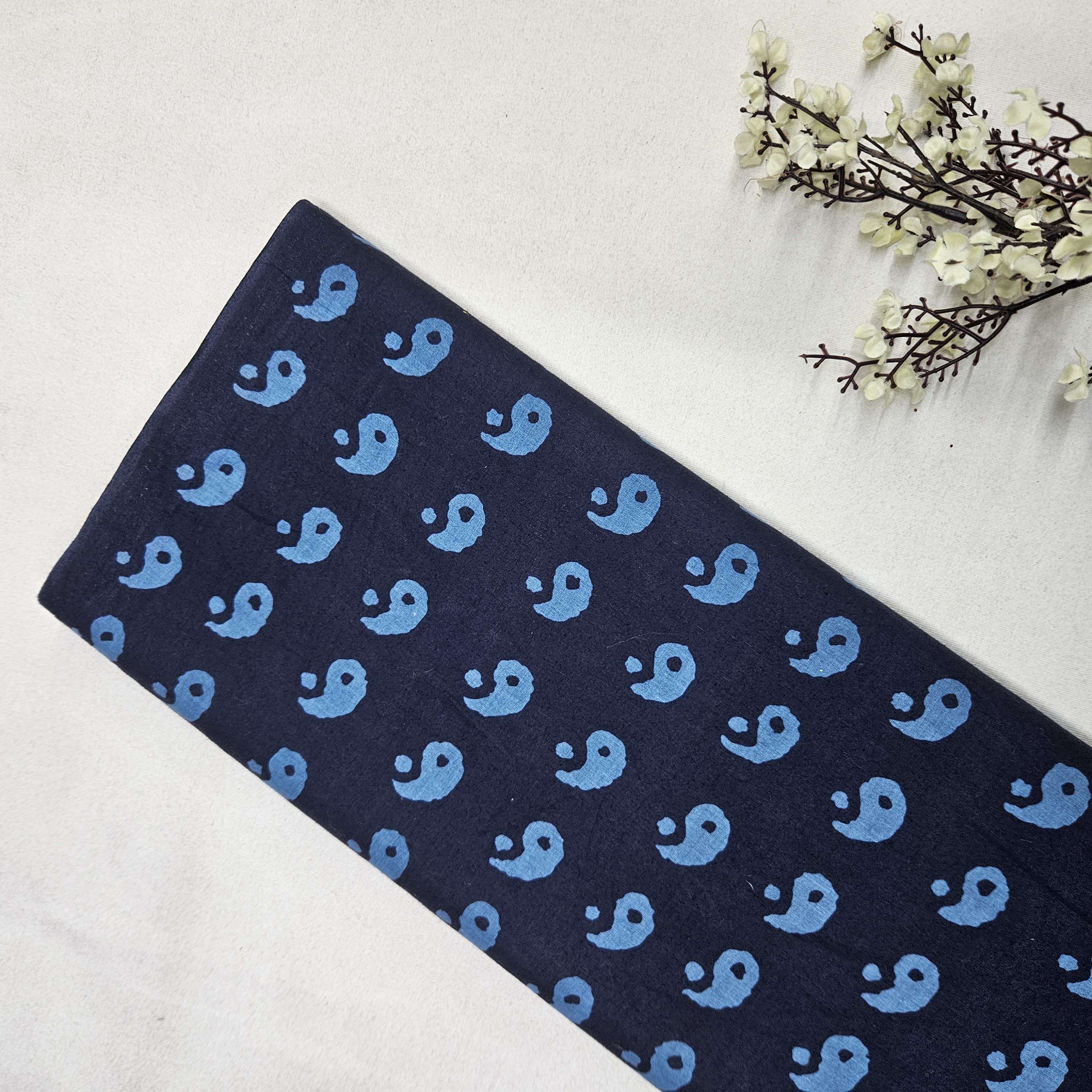 Blue Digital Print Cotton Super Fabric TU-1815