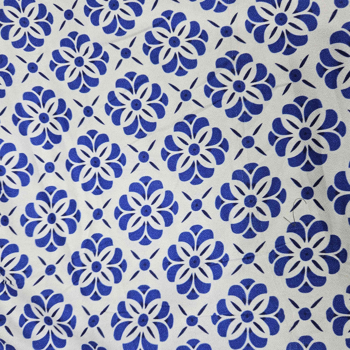 White Blue Floral Print Rayon TU-1000-24 – image 2 of 3