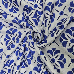 White Blue Floral Print Rayon TU-1000-24 – image 3 of 3